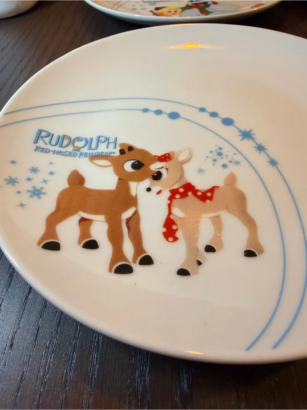 Rudolph the Red Nosed Reindeer Set of 4 Holiday Dessert Ceramic 8” Plates